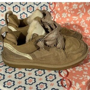 UGG Tan and Cream Sneakers with Fur Lining